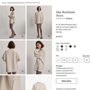 Varley Mae Boyfriend Sweatshirt in Oatmeal Marl NWT SZ XS